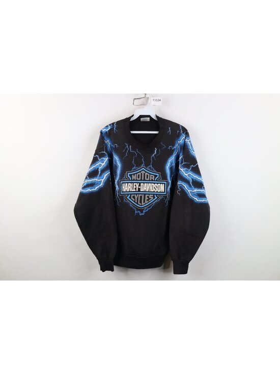 Harley-Davidson Other - Vintage 90s Harley Davidson Lightning Crewneck Sweatshirt Mens Size L Black USA